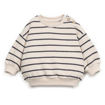Play Up Gestreifter Pullover mit Schulteröffnung Recycled Cotton