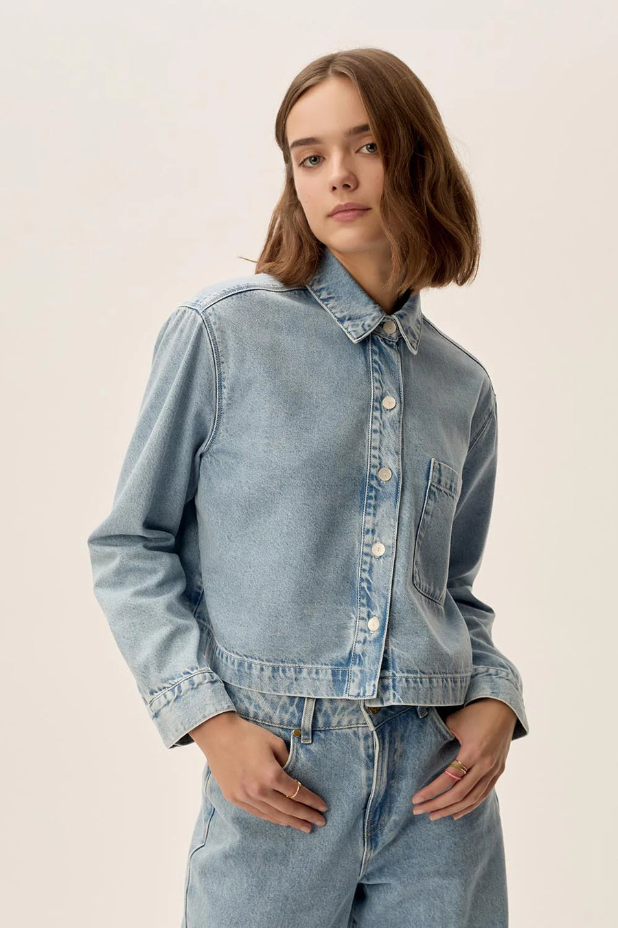 DES PETITS HAUTS Denim-Overshirt LAZARE Cotton