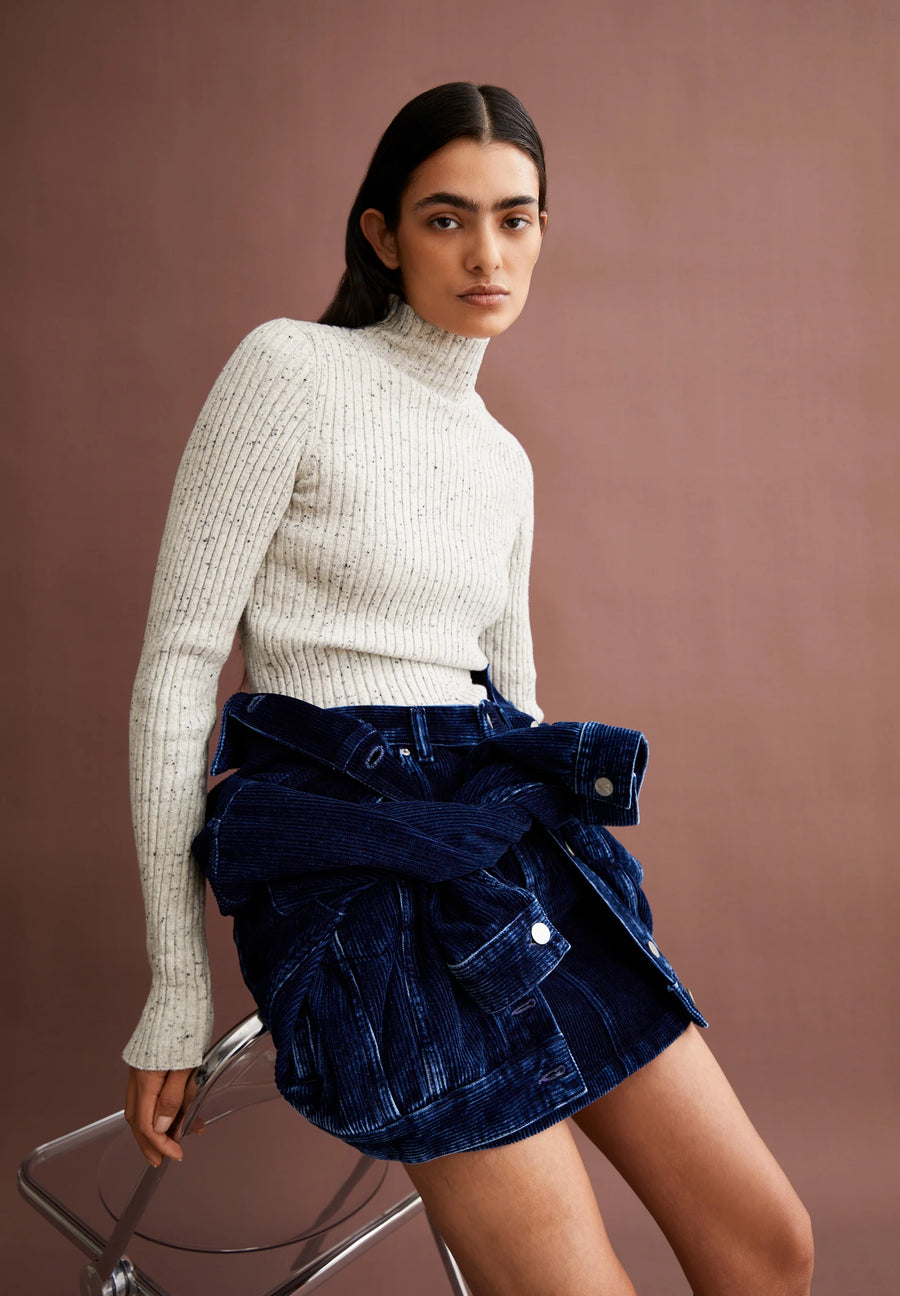 ARMEDANGELS Pullover gerippt ALAANIA TWEED Organic Cotton-Wool Mix