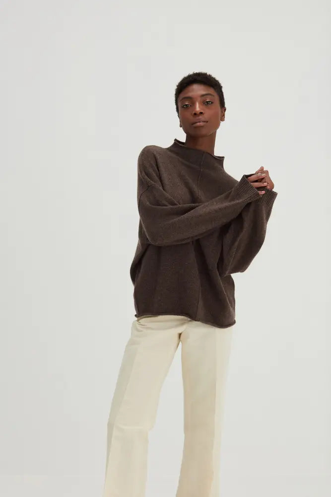 DAVIDA Sweater Oversized Half Turtleneck Cashmere