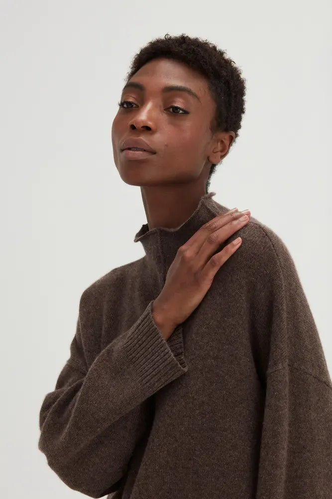 DAVIDA Sweater Oversized Half Turtleneck Cashmere