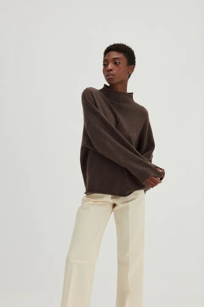 DAVIDA Sweater Oversized Half Turtleneck Cashmere