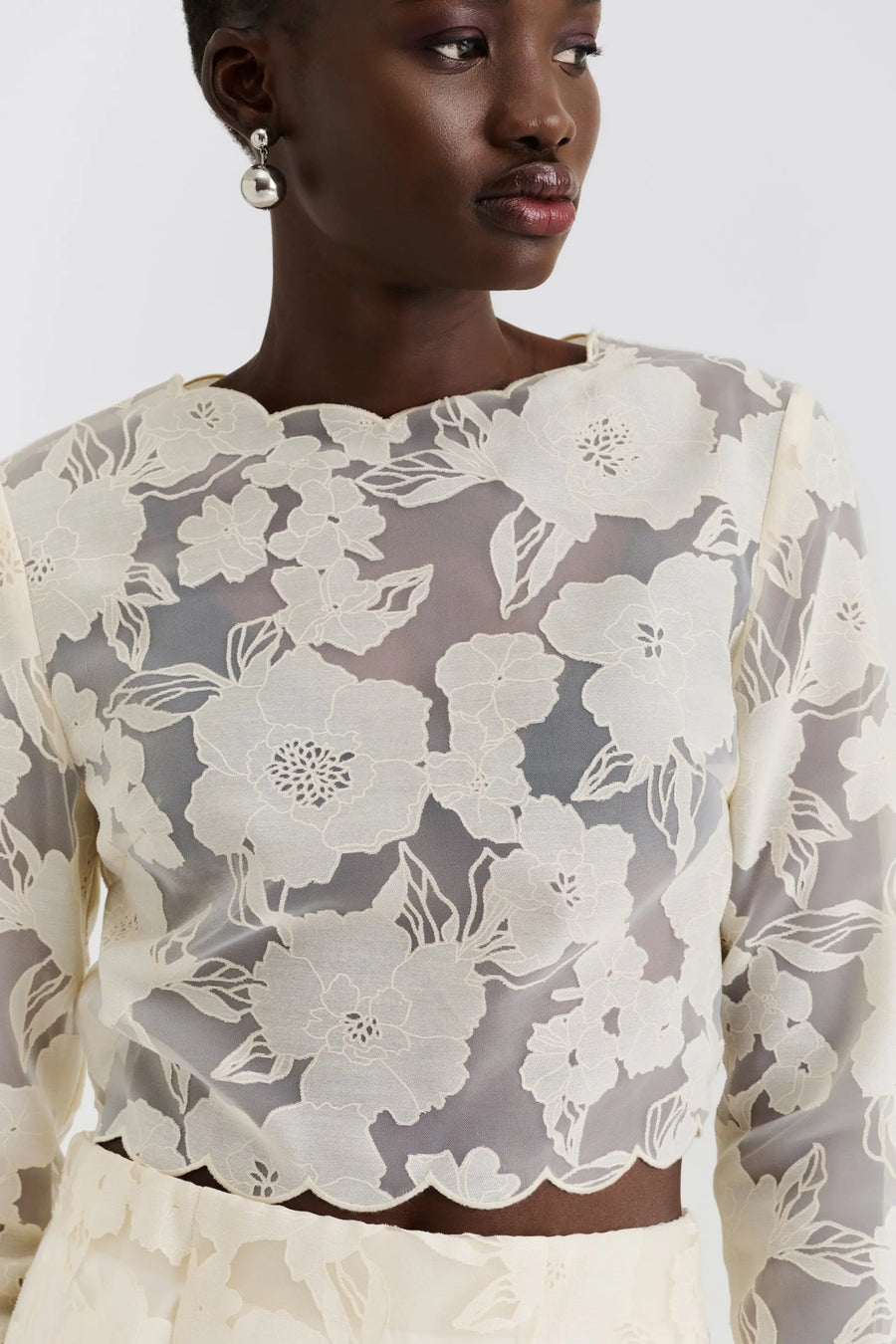 MALINA Top CIARA Floral Lace Cotton Mix