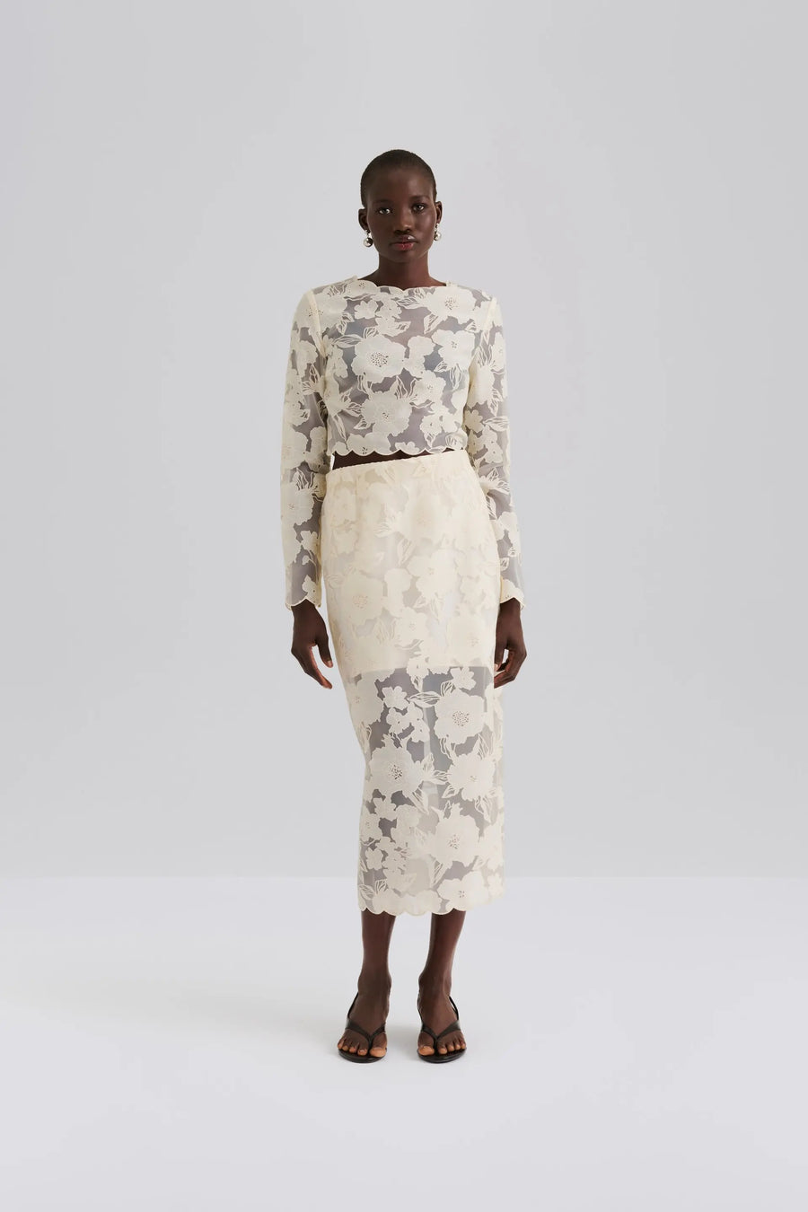 MALINA Top CIARA Floral Lace Cotton Mix