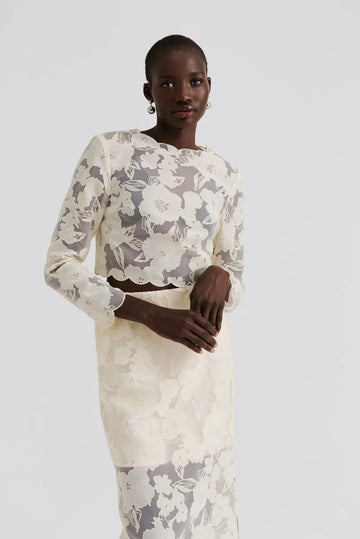 MALINA Top CIARA Floral Lace Cotton Mix