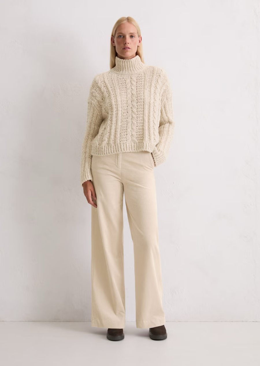 Marc O'Polo Pullover Zopfstrick Alpaca-Cotton-Merino Mix