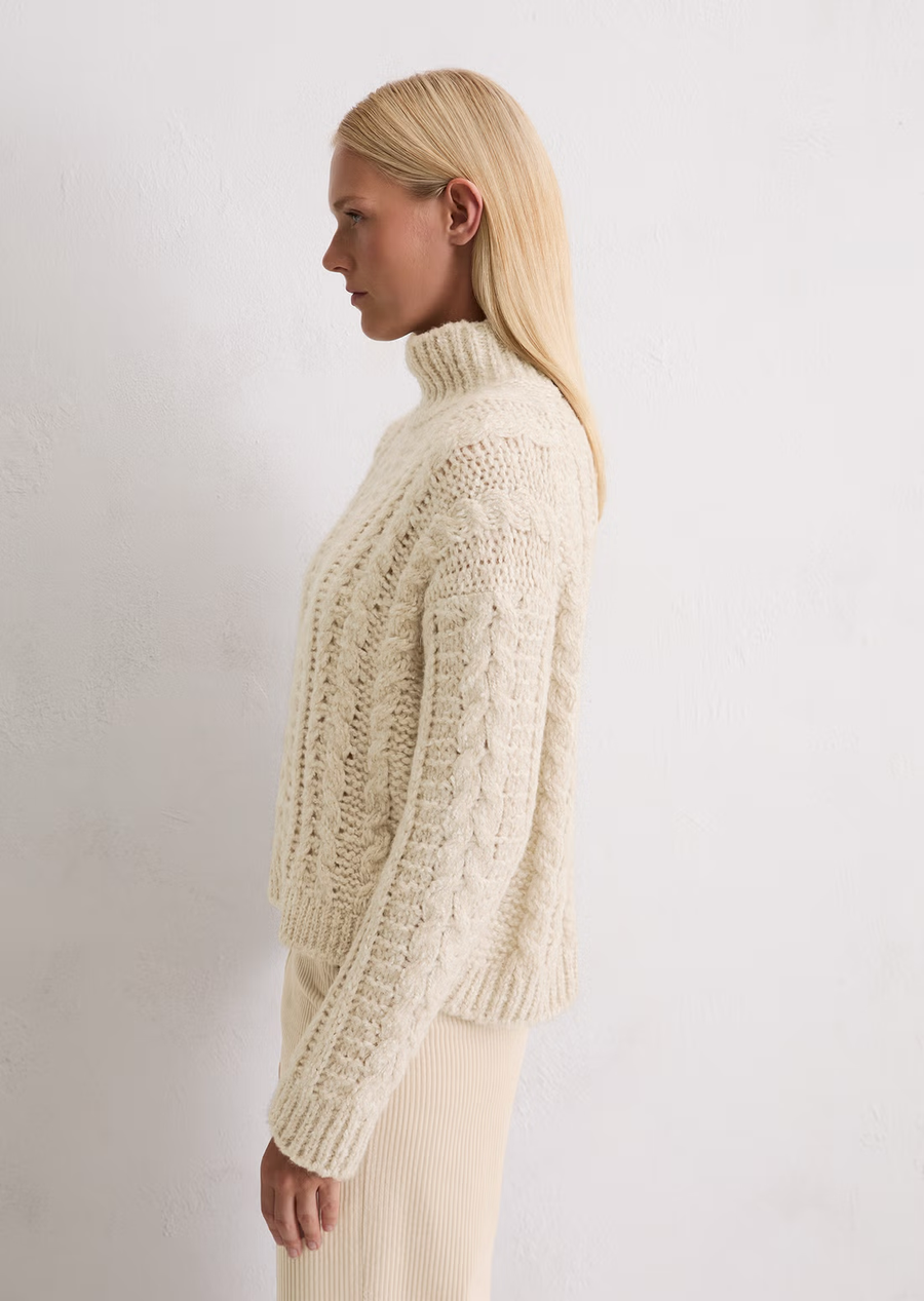 Marc O'Polo Pullover Zopfstrick Alpaca-Cotton-Merino Mix