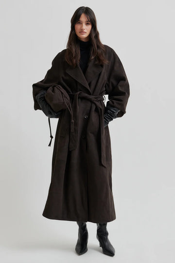SECOND FEMALE Trench Coat NOOMI Velour Leather