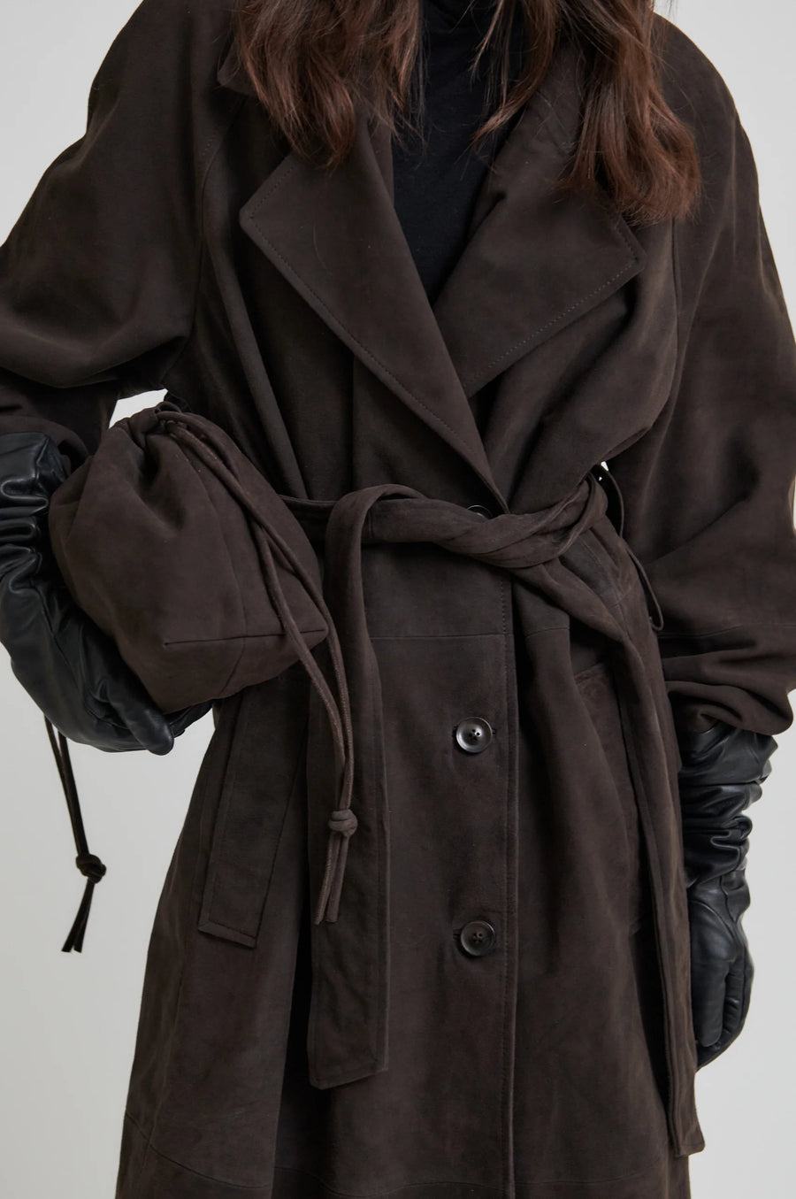 SECOND FEMALE Trench Coat NOOMI Velour Leather