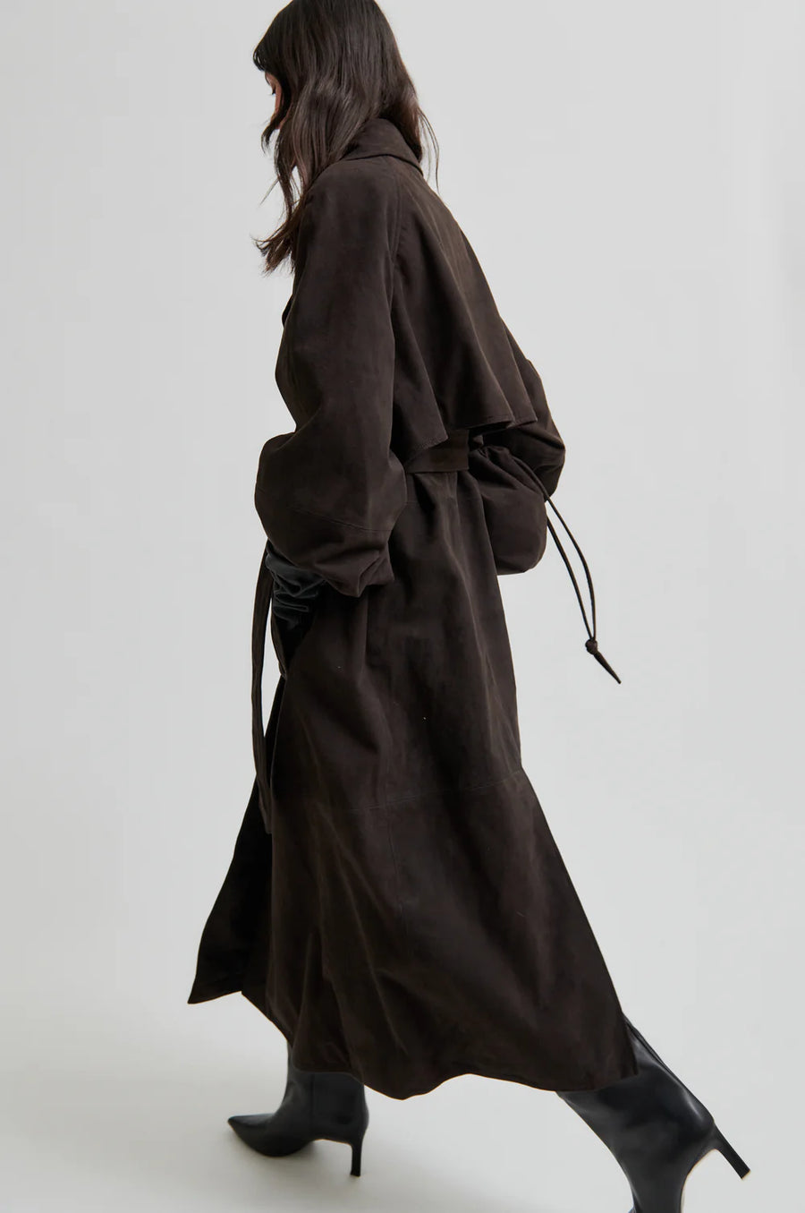 SECOND FEMALE Trench Coat NOOMI Velour Leather