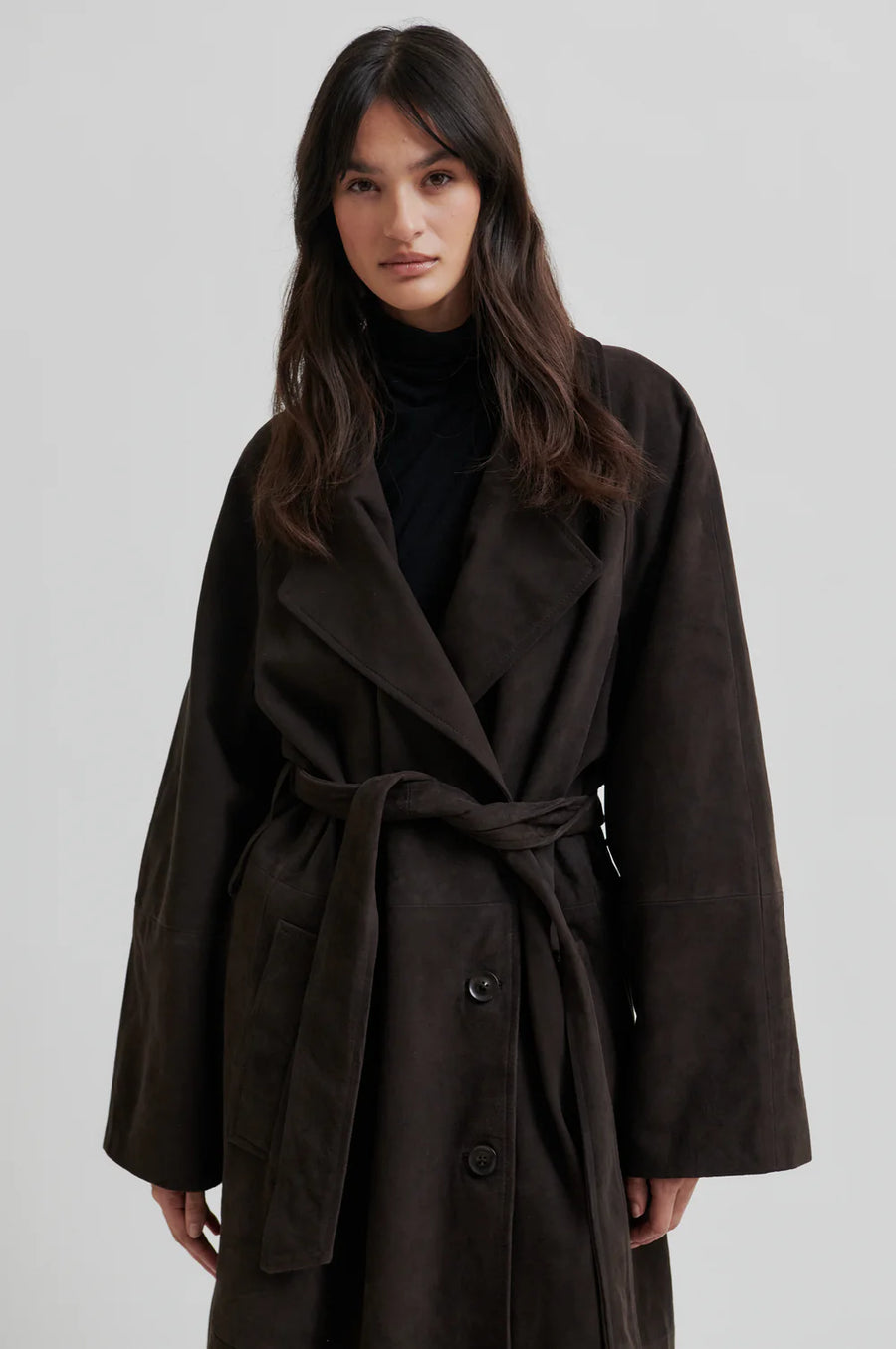 SECOND FEMALE Trench Coat NOOMI Velour Leather