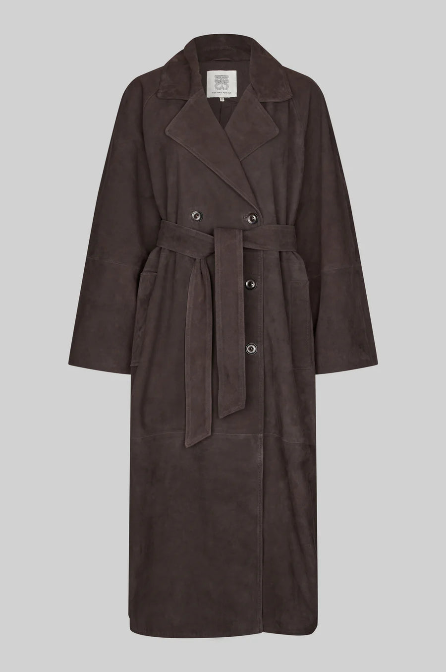 SECOND FEMALE Trench Coat NOOMI Velour Leather