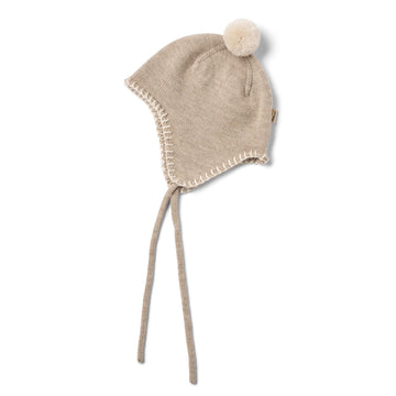 Wheat Strickmützemit Bommel POMMA Merino Wool