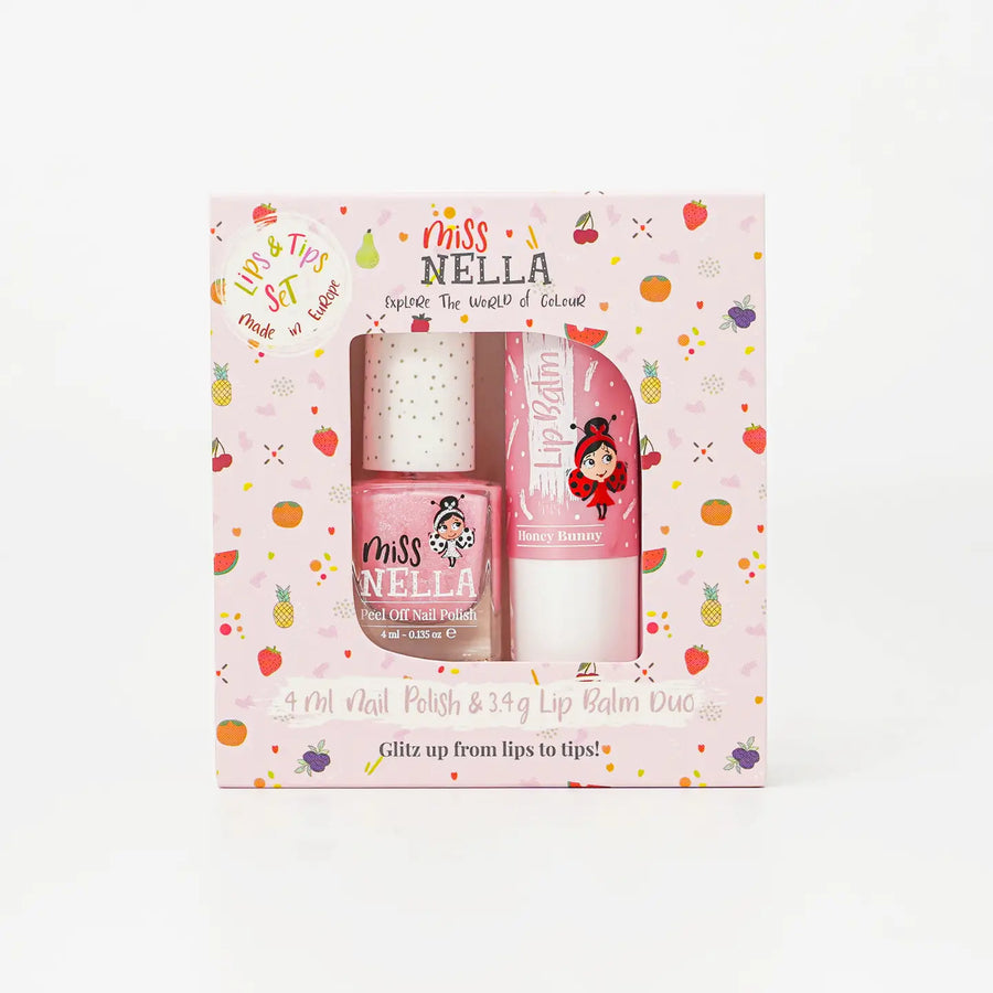 Miss Nella Duo-Set Peel-Off Nagellack und Lippenbalsam