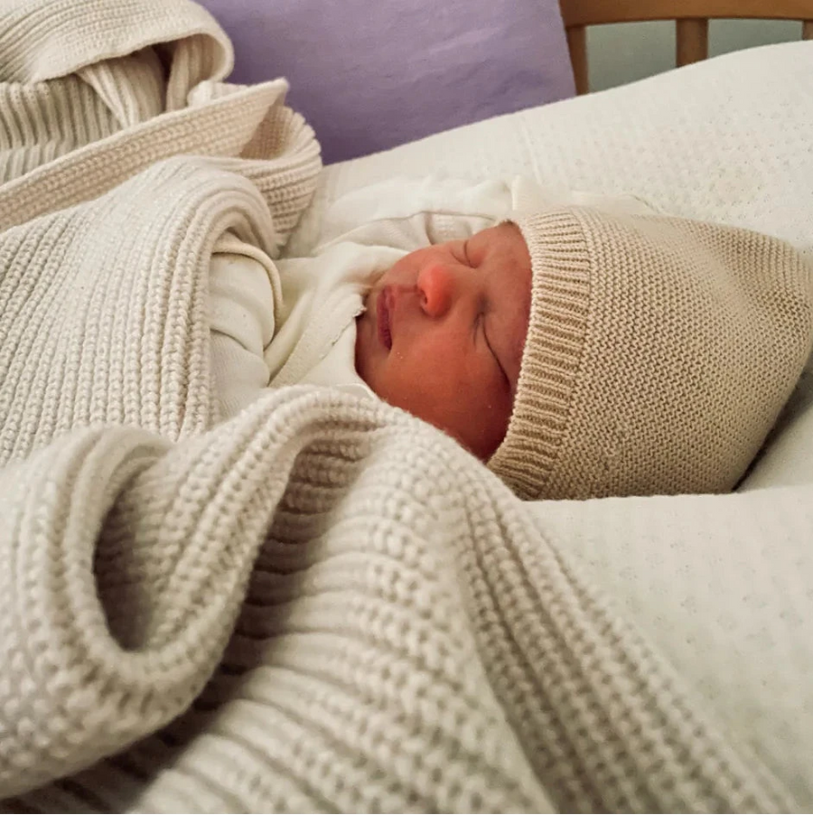 hvid Newborn Mütze Merino Wool