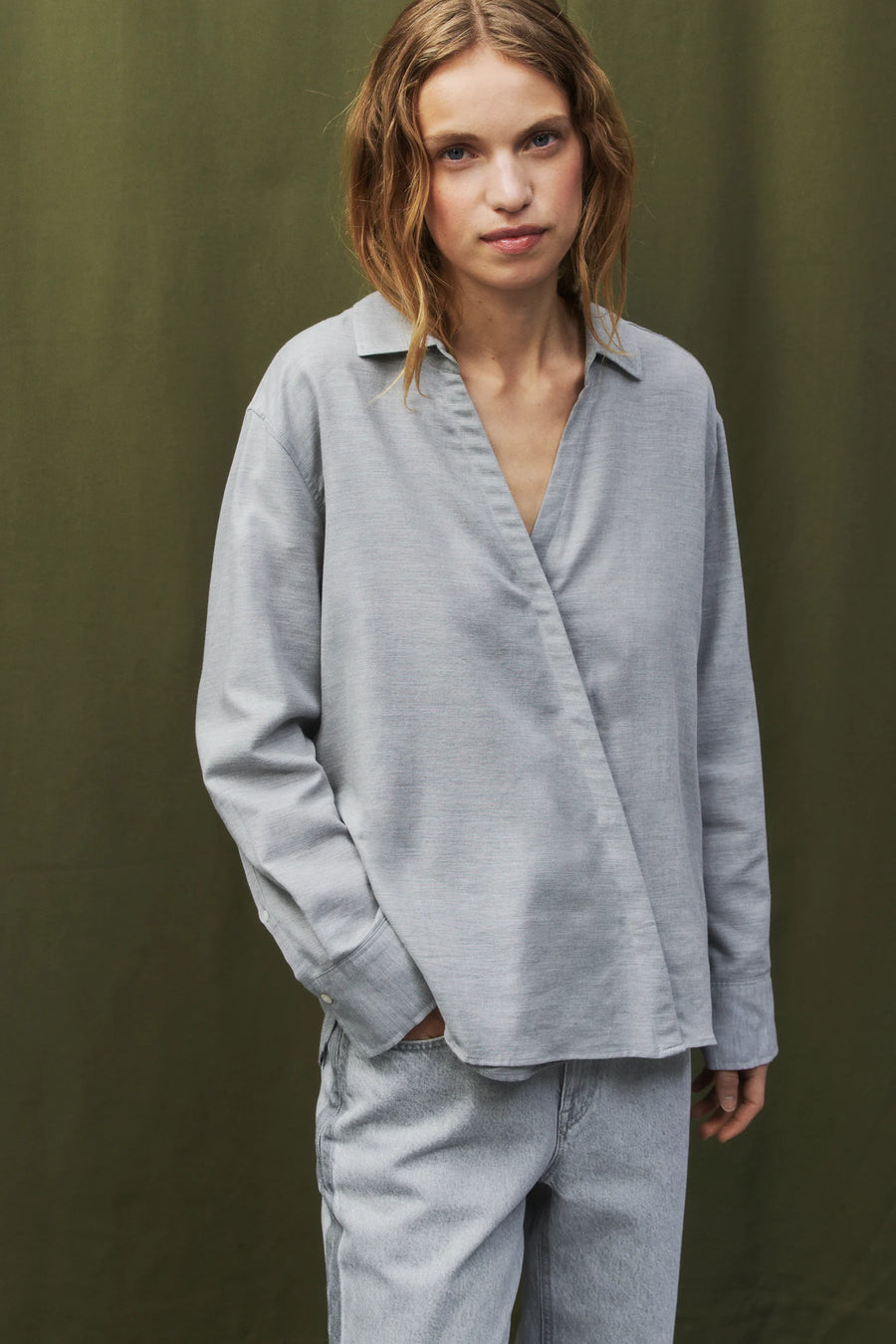 CLOSED Shirt Asymmetric Cotton Cashmere Blend
