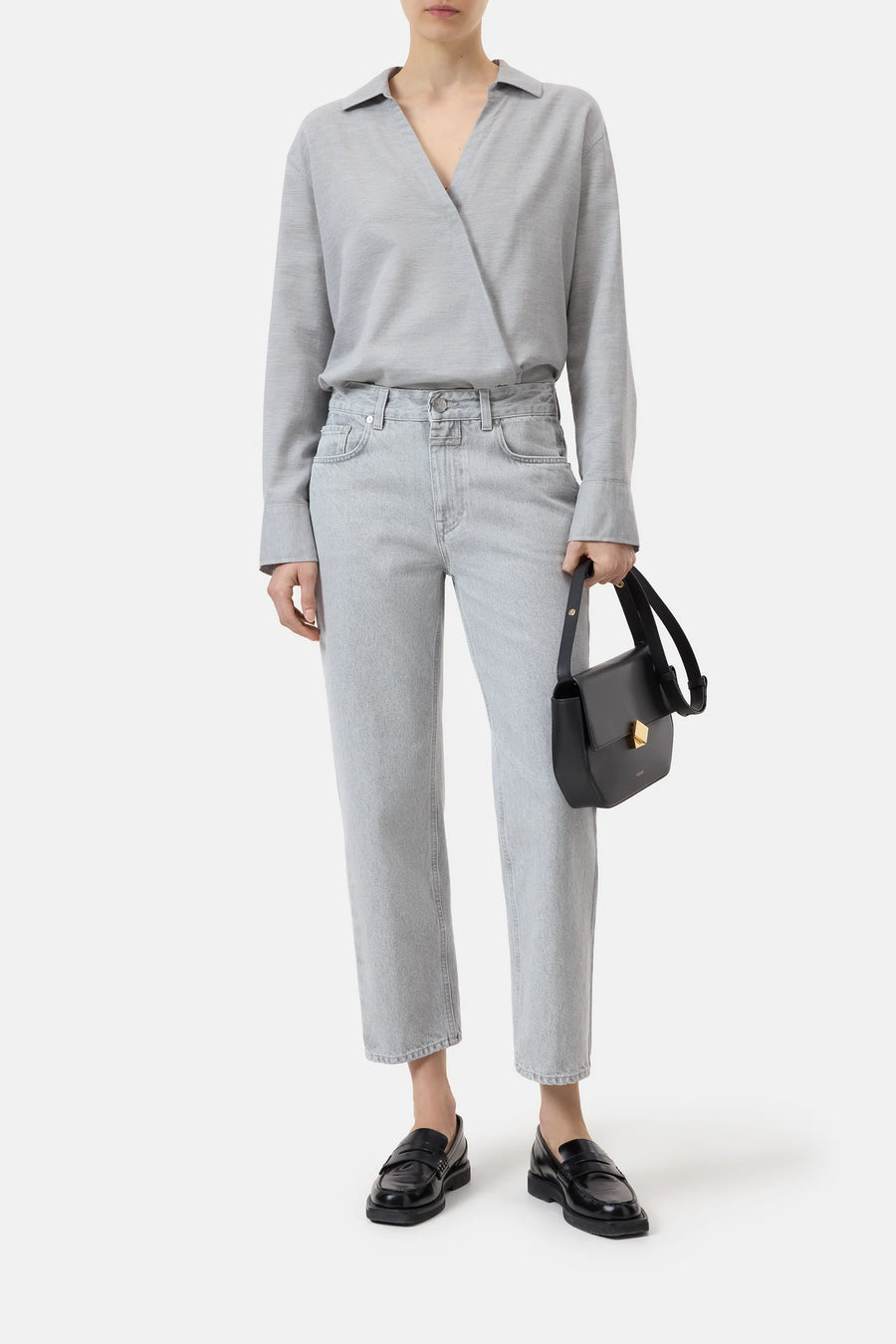 CLOSED Shirt Asymmetric Cotton Cashmere Blend