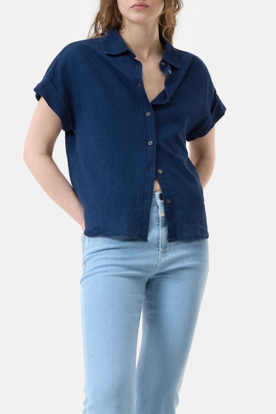 CLOSED Kurzarmbluse Linen Cotton Mix