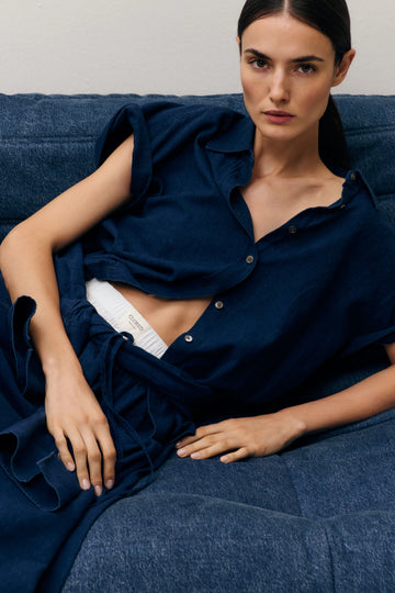 CLOSED Kurzarmbluse Linen Cotton Mix