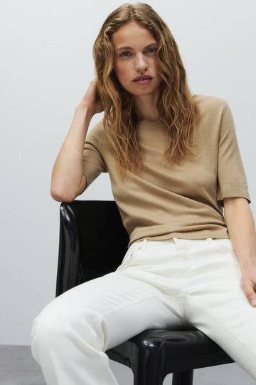 CLOSED Crewneck Short Sleeve Top Wool Silk