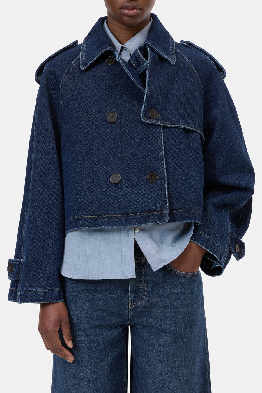 CLOSED Cropped Denim-Trench Cotton