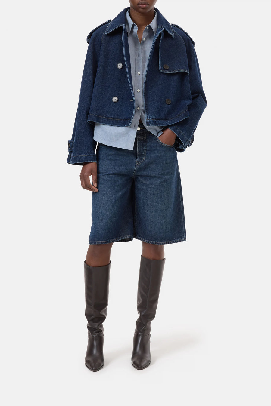 CLOSED Cropped Denim-Trench Cotton