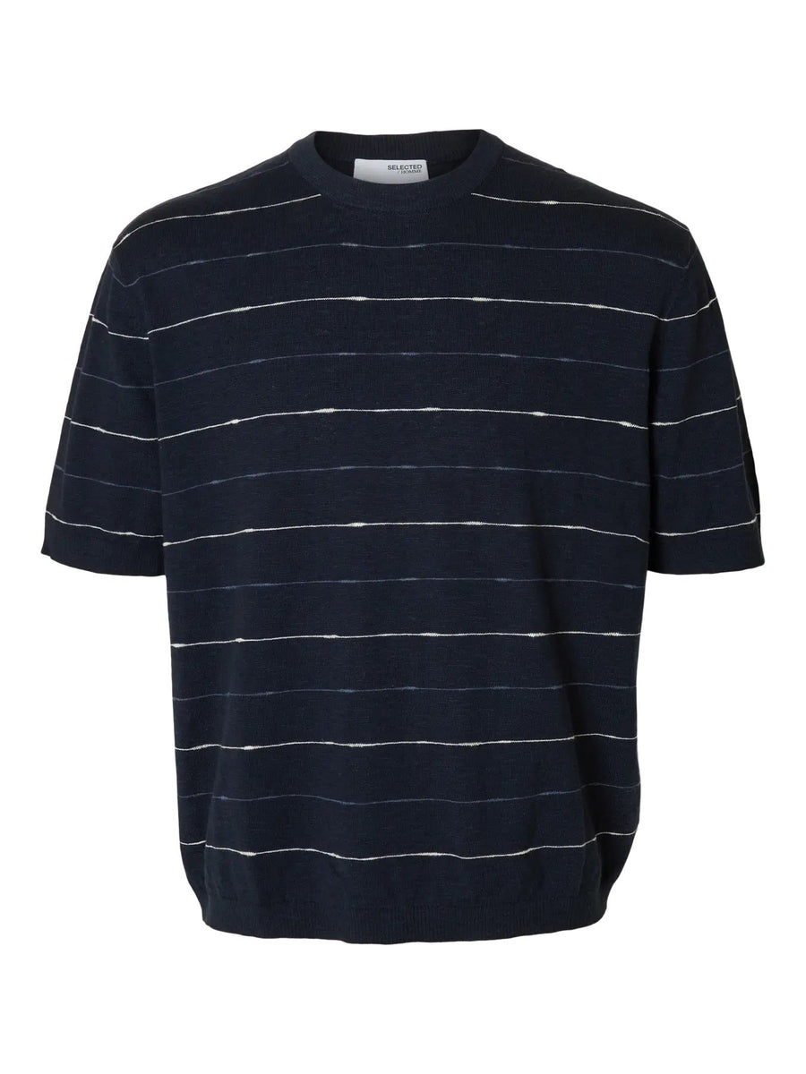 SELECTED HOMME T-Shirt O-Neck SLHBERG SUN Cotton Linen Blend
