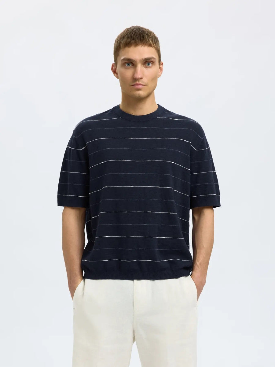 SELECTED HOMME T-Shirt O-Neck SLHBERG SUN Cotton Linen Blend