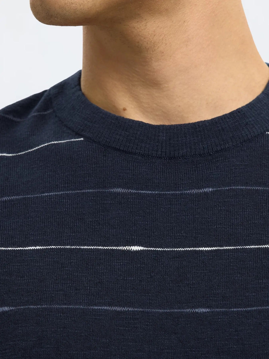 SELECTED HOMME T-Shirt O-Neck SLHBERG SUN Cotton Linen Blend