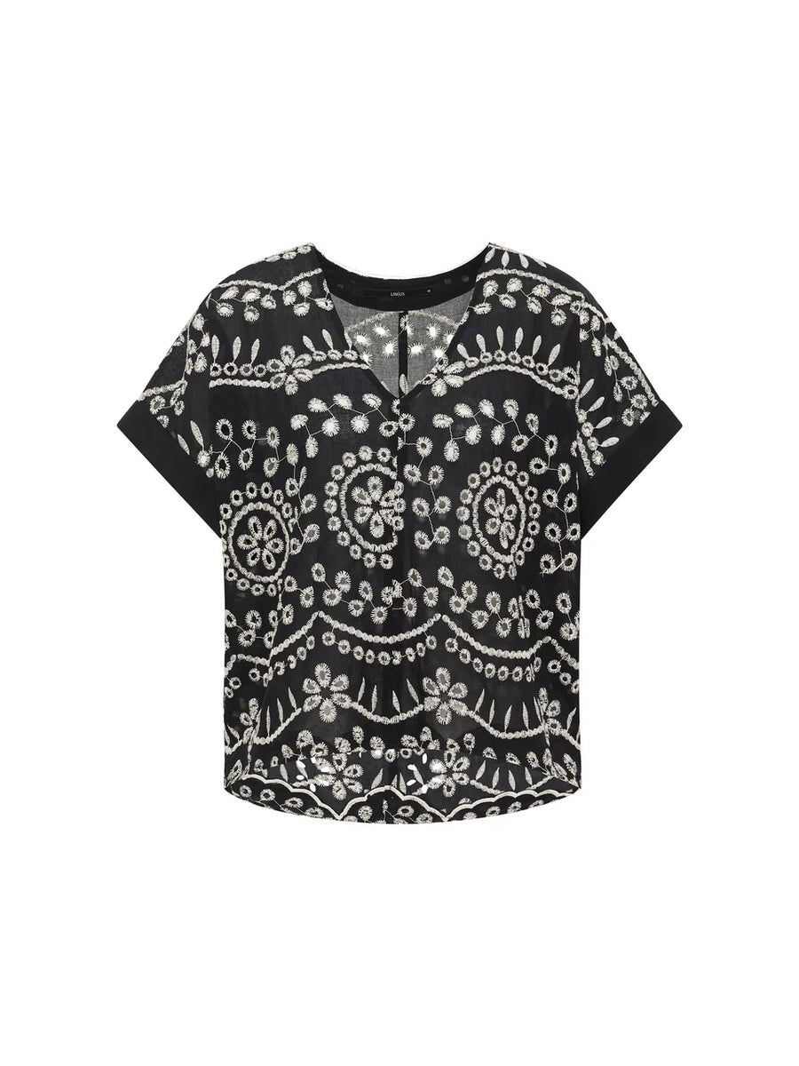 LANIUS Blusenshirt mit Stickerei Organic Cotton