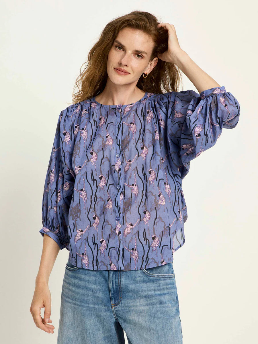 LANIUS Bluse OCS mit Kräuseln Organic Cotton