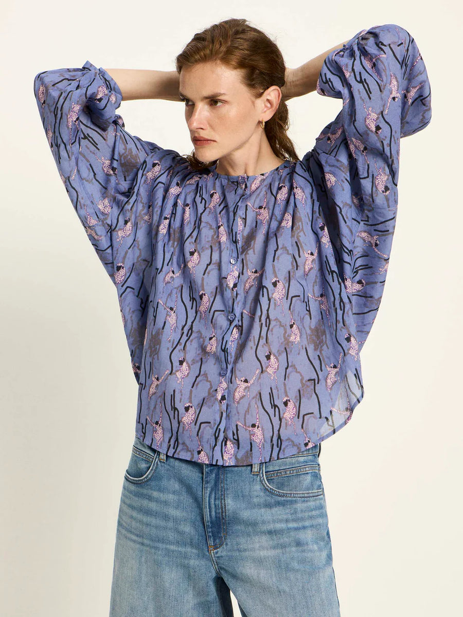 LANIUS Bluse OCS mit Kräuseln Organic Cotton