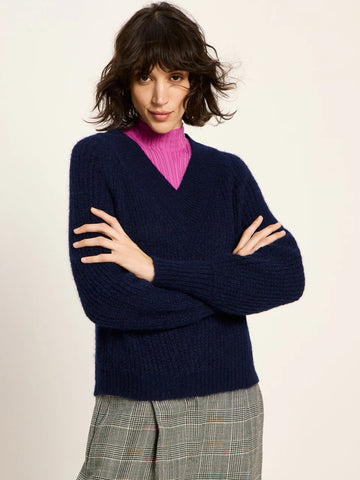 LANIUS Pullover mit V-Ausschnitt Alpaca Mix