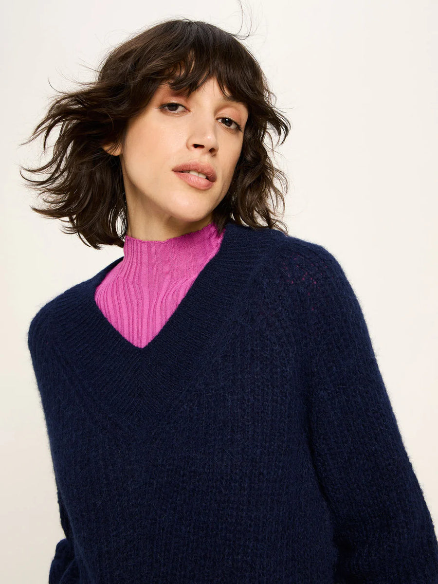 LANIUS Pullover mit V-Ausschnitt Alpaca Mix