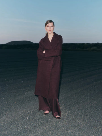 LANIUS Walkmantel mit Revers GOTS Organic Wool Cotton Mix