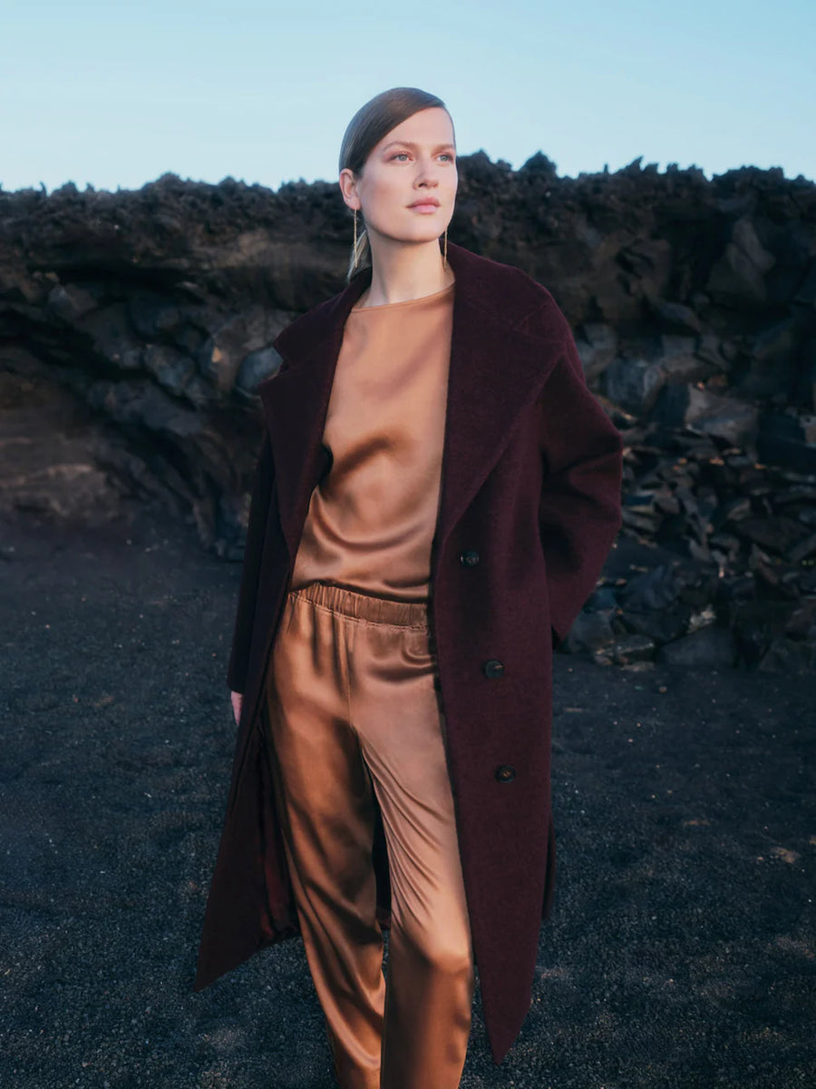 LANIUS Walkmantel mit Revers GOTS Organic Wool Cotton Mix