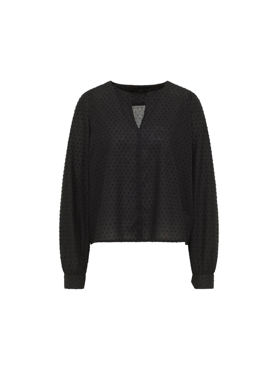 LANIUS Strukturbluse OCS mit Kräuseln Organic Cotton