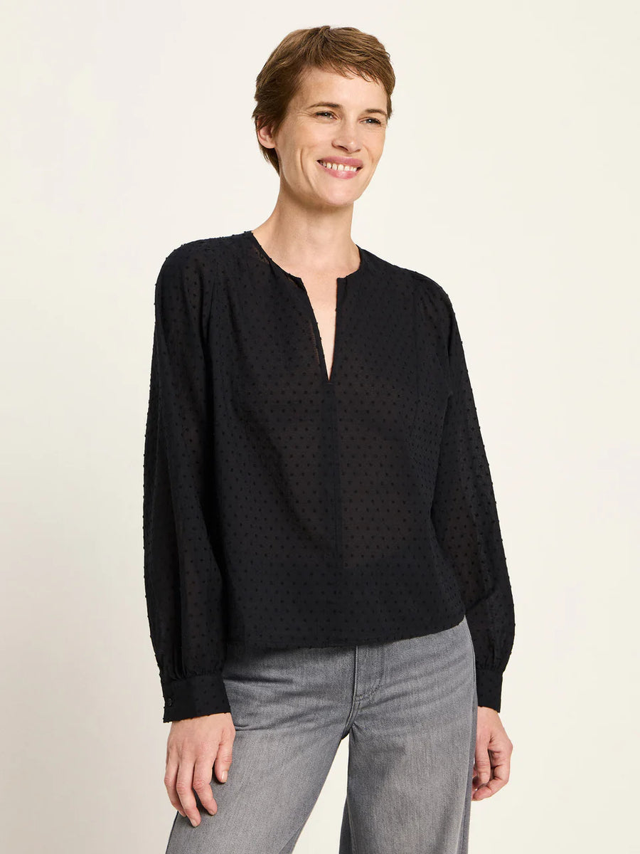 LANIUS Strukturbluse OCS mit Kräuseln Organic Cotton