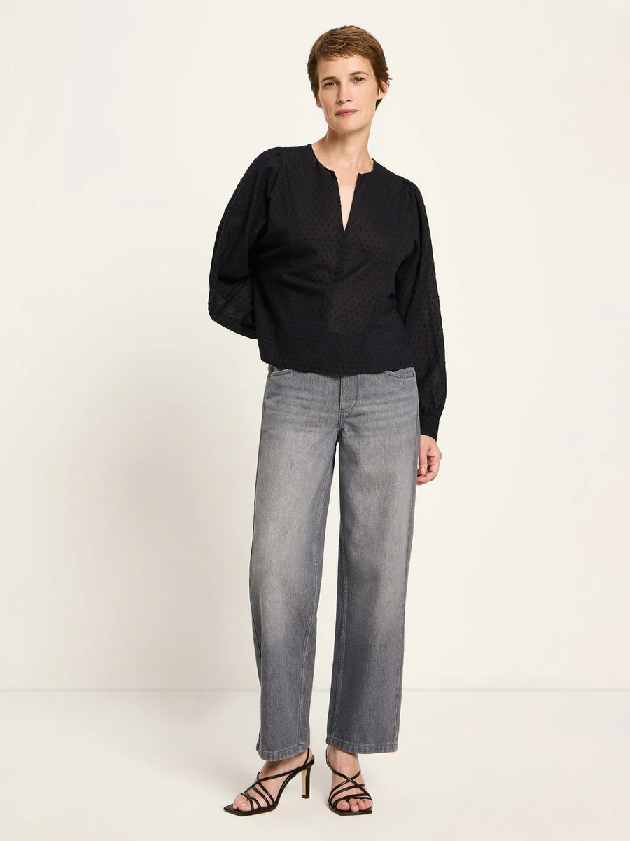 LANIUS Strukturbluse OCS mit Kräuseln Organic Cotton