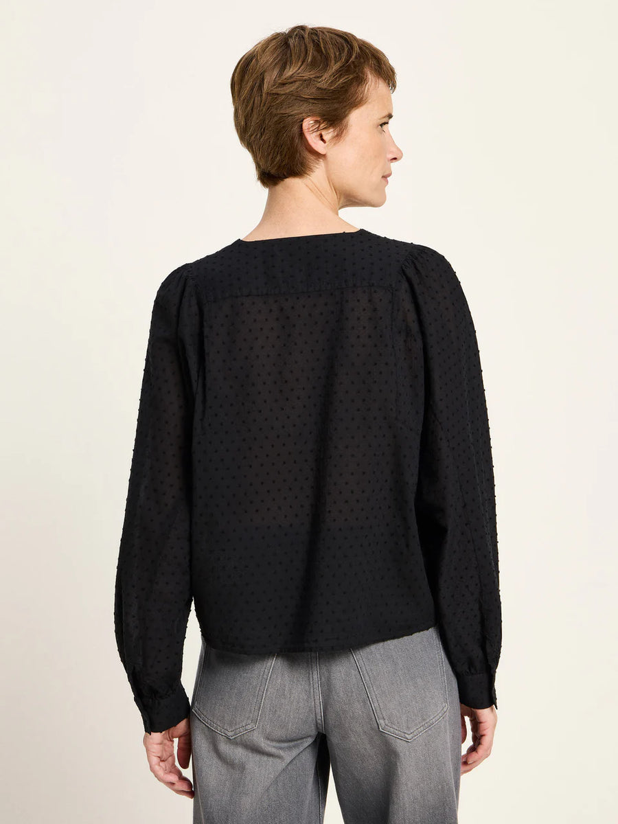 LANIUS Strukturbluse OCS mit Kräuseln Organic Cotton