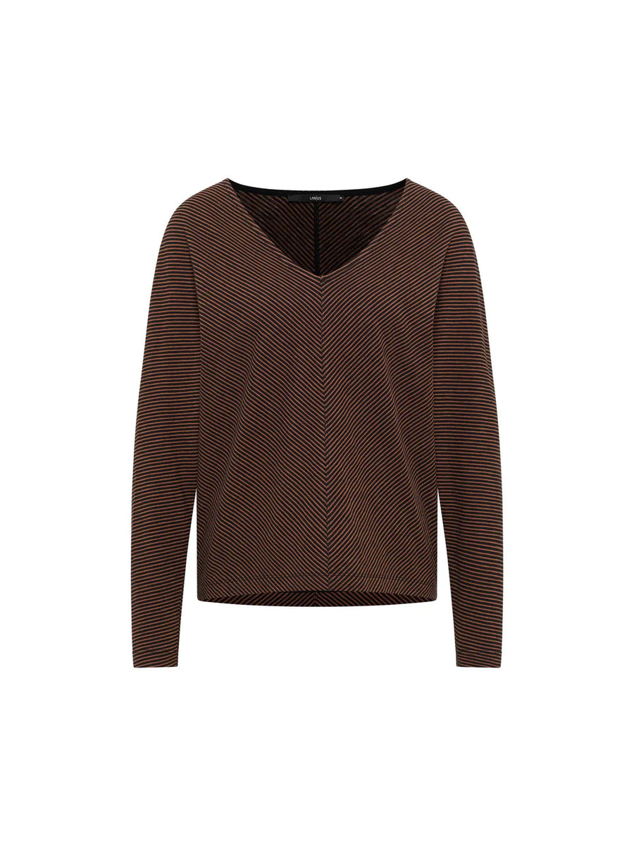 LANIUS Shirt GOTS mit V-Ausschnitt Organic Cotton