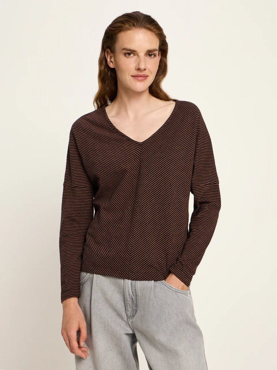 LANIUS Shirt GOTS mit V-Ausschnitt Organic Cotton