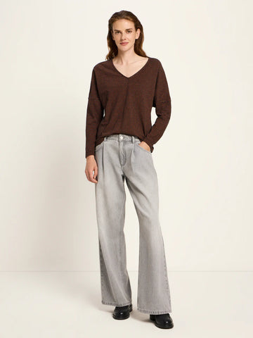 LANIUS Shirt GOTS mit V-Ausschnitt Organic Cotton