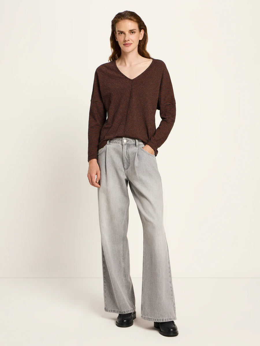 LANIUS Shirt GOTS mit V-Ausschnitt Organic Cotton