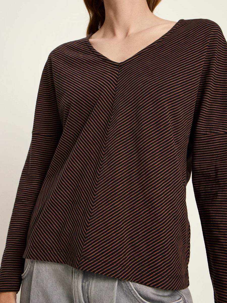 LANIUS Shirt GOTS mit V-Ausschnitt Organic Cotton