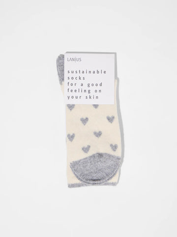LANIUS Socken mit Herzen GOTS Organic Wool & Cotton Mix