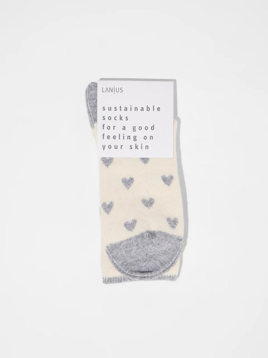 LANIUS Socken mit Herzen GOTS Organic Wool & Cotton Mix