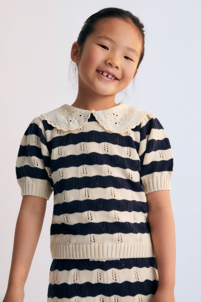 The New Society kurzärmeliger Strickpulover MARINA Organic Cotton
