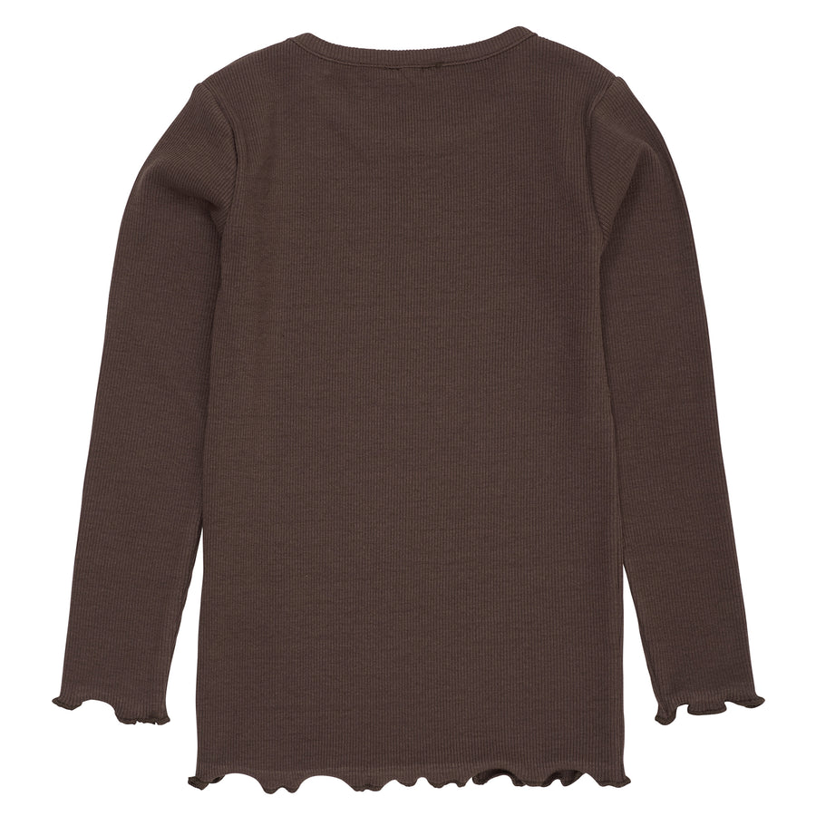 COPENHAGEN COLORS Geripptes Langarmshirt mit Herzlochmuster Modal