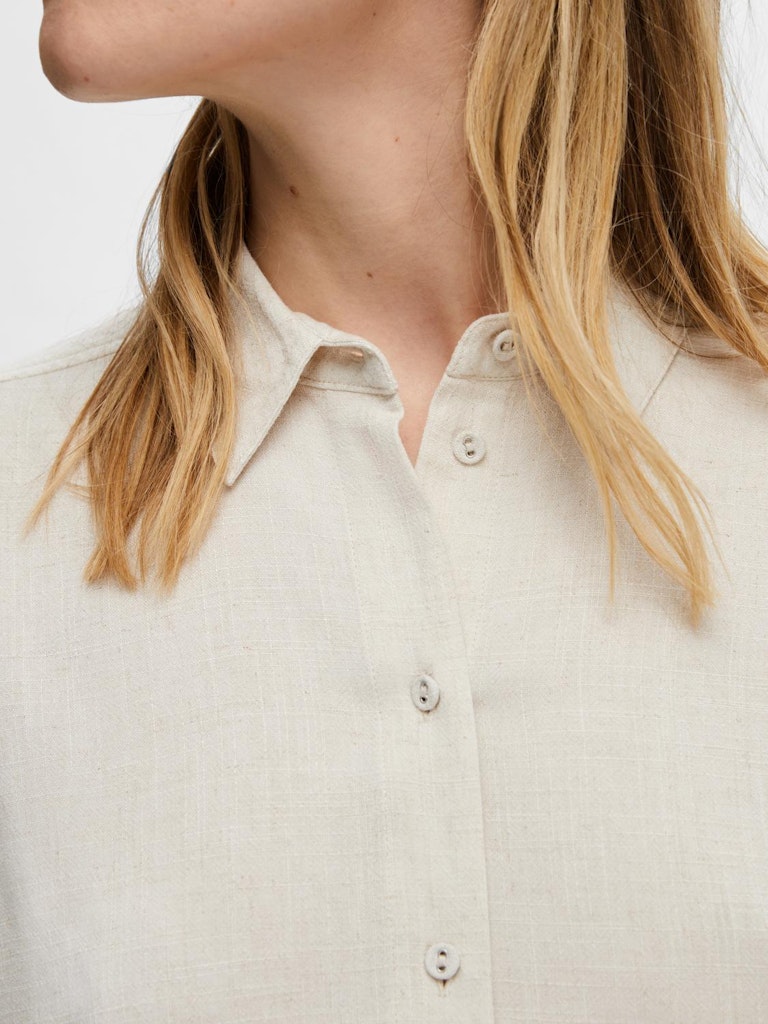 SELECTED FEMME Kurzarmhemd SLFVIVA SS CROPPED SUN Viscose Linen